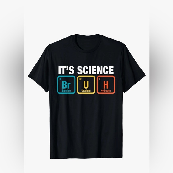 Source Unknown Other - Boy’s Graphic T-Shirt Spelling “Bruh” Using the Periodic Table Black, 13-14Y
